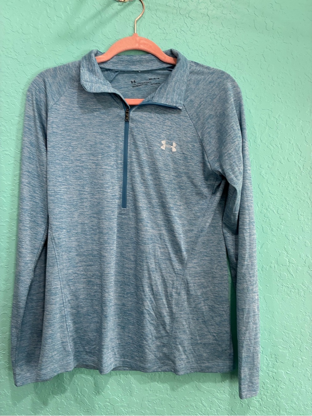 Under Armour Heathered Sky Blue 1/4 Zip Pullover Heatgear loose active M women’s